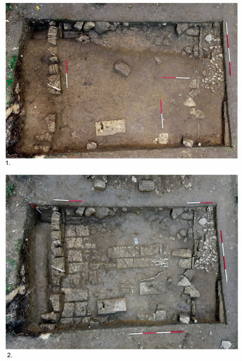Drumul pavat, suprafaţa SP I / 2021 (aspect din timpul cercetărilor arheologice)